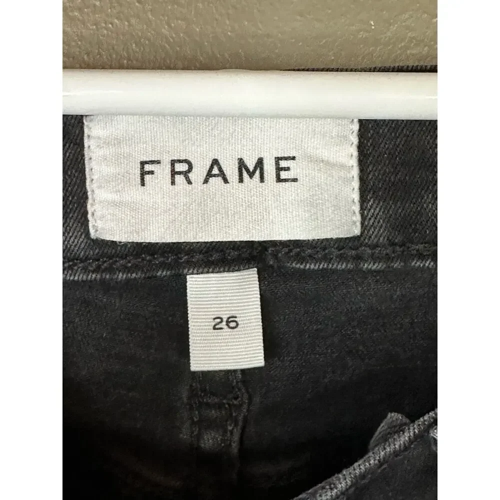Frame Black Dark Wash Double Snap Fly ‘Le High Skinny’ High Rise Jeans Size 26